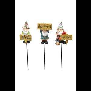 RCS Gifts 3-Pack Plant Stakes Grow Damn it Grow Gnomes